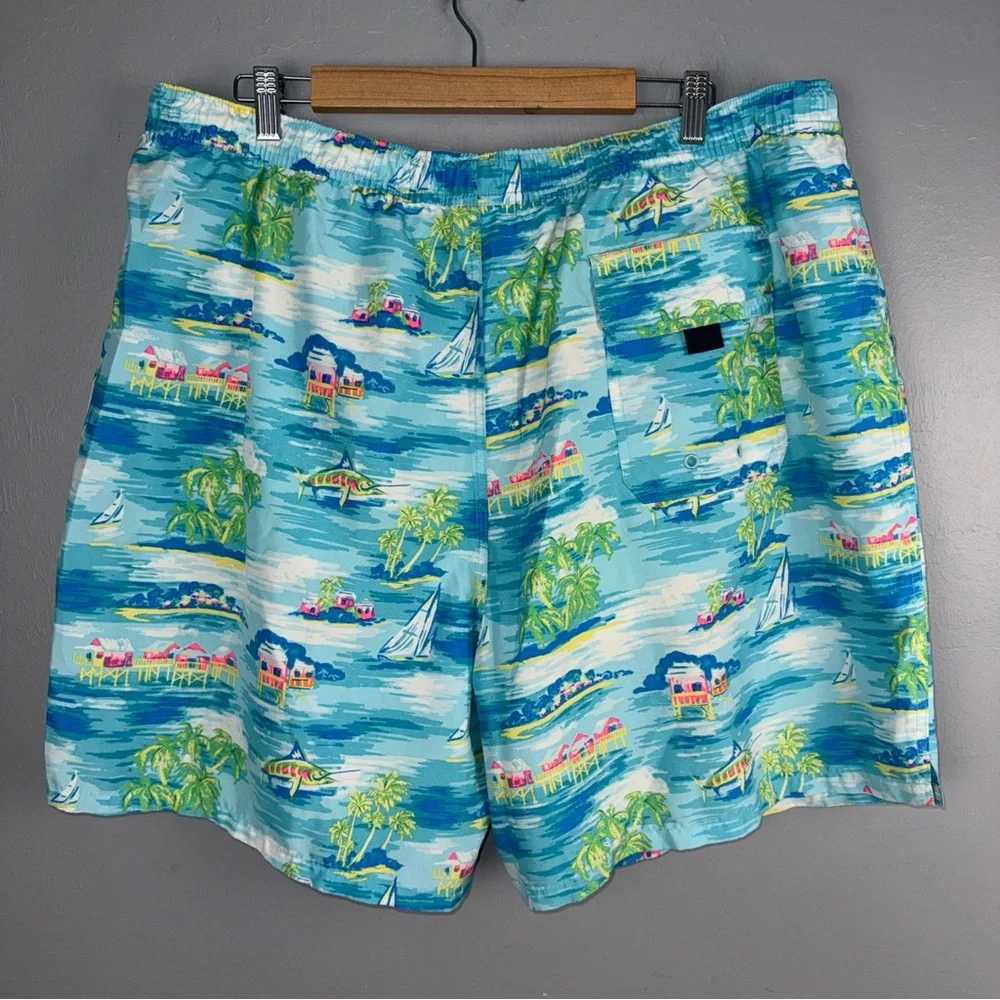 Vineyard Vines Men's Swim Trunks Tropical Islands Print XXL Beach Aloha Vacation